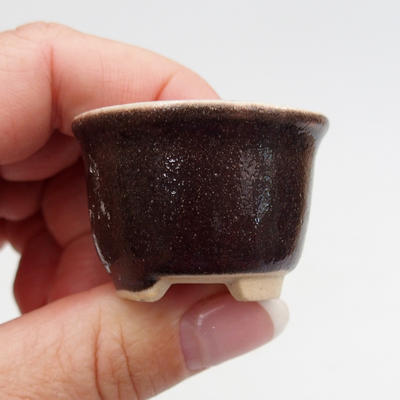 Mini bonsai bowl 4 x 4 x 3 cm, brown color - 2