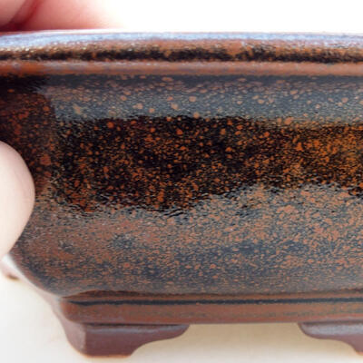 Ceramic bonsai bowl 19.5 x 22.5 x 7.5 cm, brown-black color - 2
