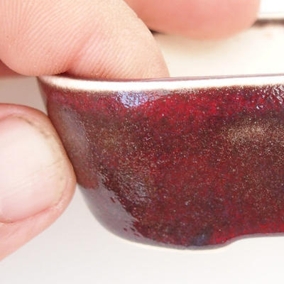 Mini bonsai bowl 8 x 6 x 3 cm, red color - 2