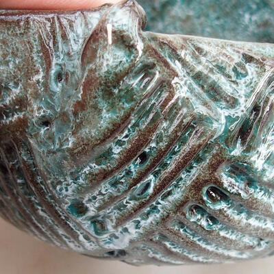 Ceramic Shell 8.5 x 7.5 x 4.5 cm, color green-white - 2