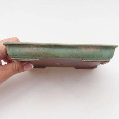 Ceramic bonsai bowl 15,5 x 12,5 x 2 cm, color green - 2
