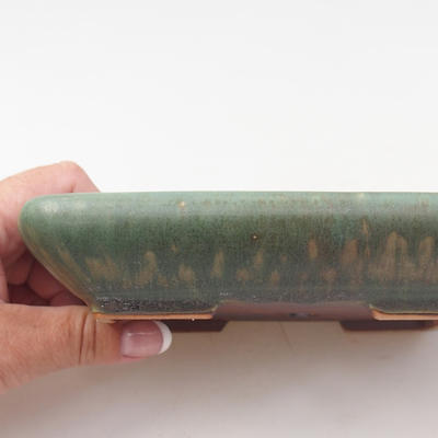 Ceramic bonsai bowl 16 x 12,5 x 3 cm, color green - 2