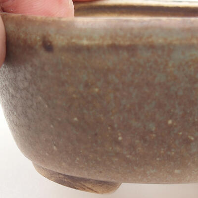 Ceramic bonsai bowl 7.5 x 7 x 3.5 cm, color green-brown - 2