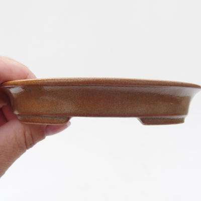 Ceramic bonsai bowl 12.5 x 11 x 2 cm, brown color - 2