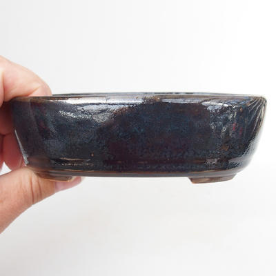 Ceramic bonsai bowl 12.5 x 8 x 3.5 cm, blue-black color - 2
