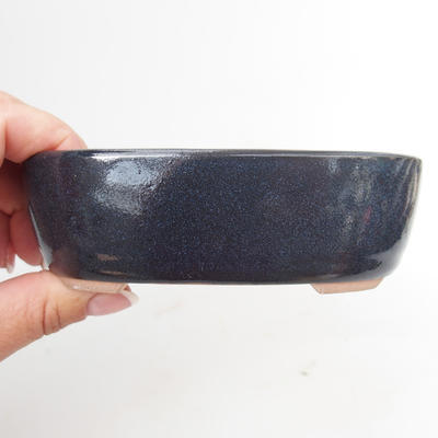 Ceramic bonsai bowl 12.5 x 8.5 x 3.5 cm, blue-black color - 2