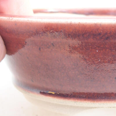 Ceramic bonsai bowl 10.5 x 10.5 x 4 cm, burgundy color - 2