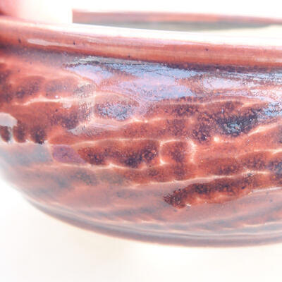 Ceramic bonsai bowl 11.5 x 11.5 x 5 cm, burgundy color - 2