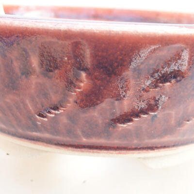 Ceramic bonsai bowl 12 x 12 x 4.5 cm, burgundy color - 2