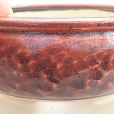 Ceramic bonsai bowl 12 x 12 x 5 cm, burgundy color - 2