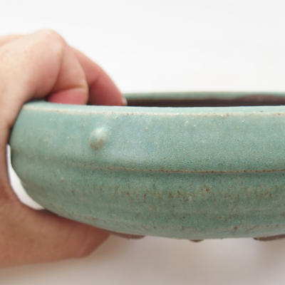 Ceramic bonsai bowl - 14,5 x 14,5 x 4,5 cm, color green - 2