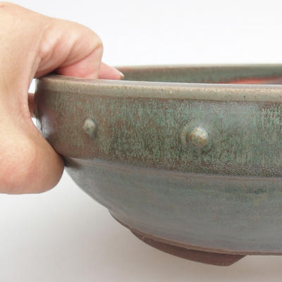 Ceramic bonsai bowl - 24 x 24 x 7 cm, color green - 2