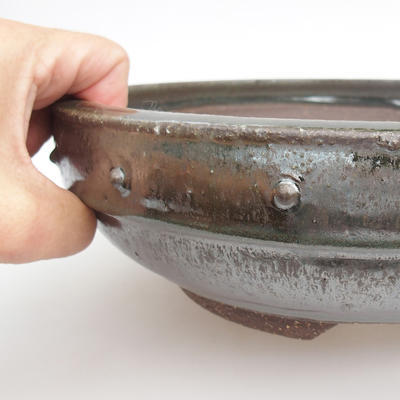 Ceramic bonsai bowl - 24 x 24 x 7 cm, color green - 2