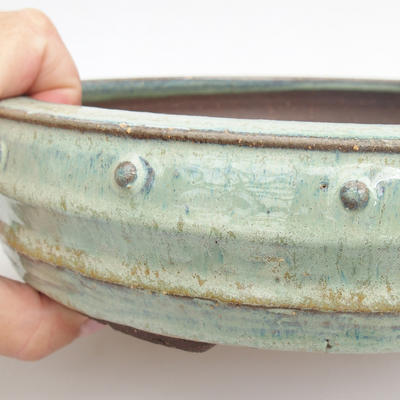 Ceramic bonsai bowl - 24 x 24 x 6 cm, color green - 2
