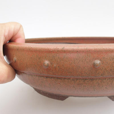 Ceramic bonsai bowl - 24 x 24 x 6,5 cm, red color - 2