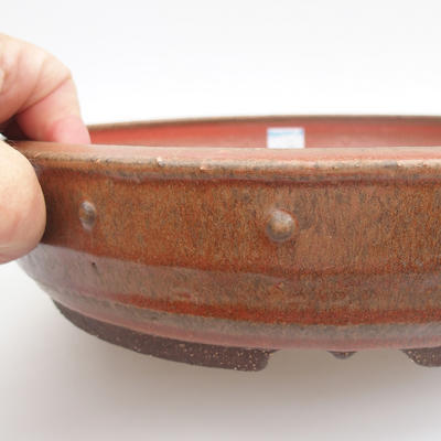 Ceramic bonsai bowl - 27 x 27 x 6 cm, red color - 2