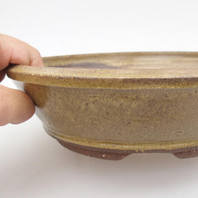 Ceramic bonsai bowl - 22 x 22 x 6,5 cm, brown-yellow color - 2