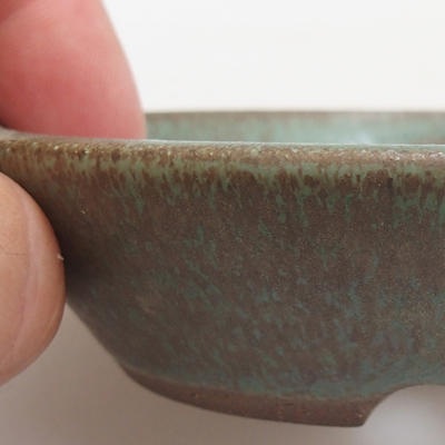 Ceramic bonsai bowl 9 x 9 x 2 cm, color green - 2