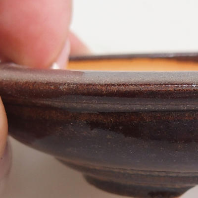 Ceramic bonsai bowl 8 x 8 x 2 cm, brown color - 2