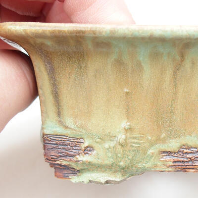 Ceramic bonsai bowl 11 x 9 x 4.5 cm, color green-brown - 2