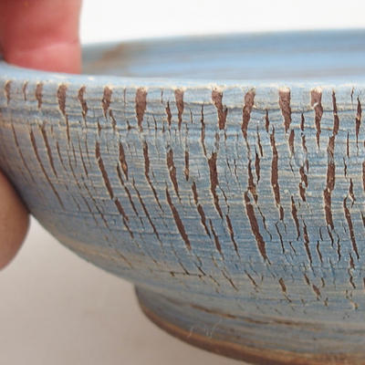 Ceramic bonsai bowl 18,8 x 18,5 x 5,5 cm, blue-yellow color - 2