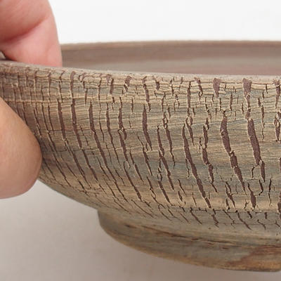 Ceramic bonsai bowl 21 x 21 x 5,5 cm, brown-green color - 2