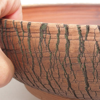 Ceramic bonsai bowl 26 x 26 x 8 cm, brown-green color - 2