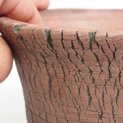 Ceramic bonsai bowl 14 x 14 x 14 cm, brown-green color - 2