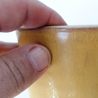 Ceramic bonsai bowl 10.5 x 10.5 x 8 cm yellow-brown color - 2