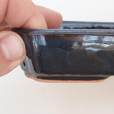 Ceramic bonsai bowl 18 x 13,5 x 3,5 cm, brown-blue color - 2nd quality - 2