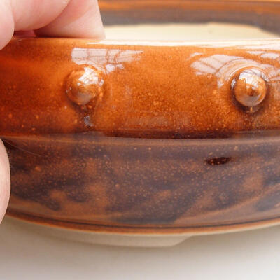Ceramic bonsai bowl 20.5 x 20.5 x 7 cm, color orange - 2