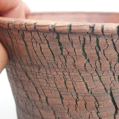 Ceramic bonsai bowl 13,5 x 13,5 x 13 cm, brown-green color - 2