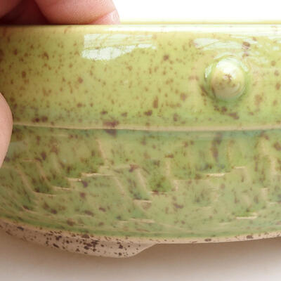Ceramic bonsai bowl 17.5 x 17.5 x 7 cm, color green - 2