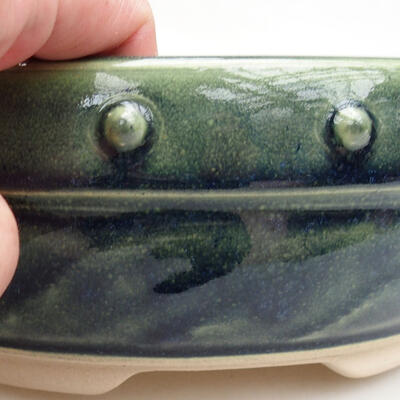 Ceramic bonsai bowl 19.5 x 19.5 x 7.5 cm, color green - 2