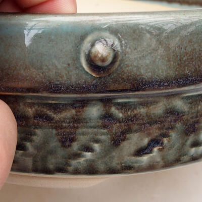Ceramic bonsai bowl 18 x 18 x 6.5 cm, blue-black color - 2