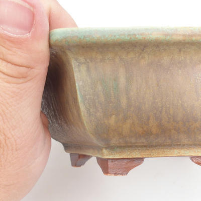 Ceramic bonsai bowl 17 x 15,5 x 6 cm, brown-green color - 2