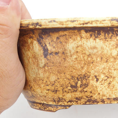 Ceramic bonsai bowl 25 x 21 x 7,5 cm, brown-yellow color - 2