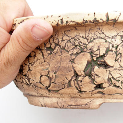 Ceramic bonsai bowl 37 x 29 x 8,5 cm, brown-green color - 2nd quality - 2