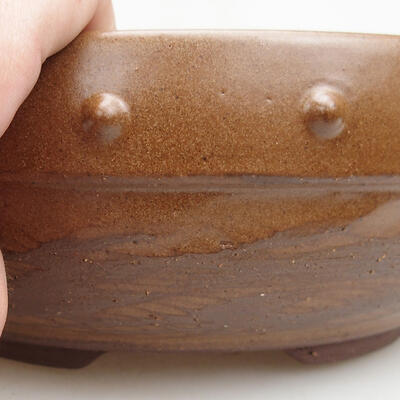 Ceramic bonsai bowl 19.5 x 19.5 x 7.5 cm, brown color - 2