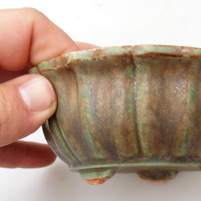 Ceramic bonsai bowl 11 x 11 x 4,5 cm, brown-green color - 2