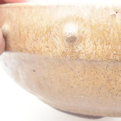 Ceramic bonsai bowl 17.5 x 17.5 x 5.5 cm, beige color - 2