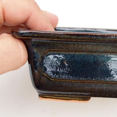 Ceramic bonsai bowl 2nd quality - 17,5 x 12 x 5,5 cm, brown-blue color - 2