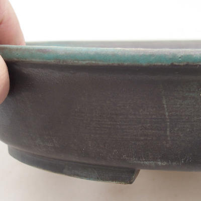 Ceramic bonsai bowl 28 x 25 x 6 cm, color green - 2