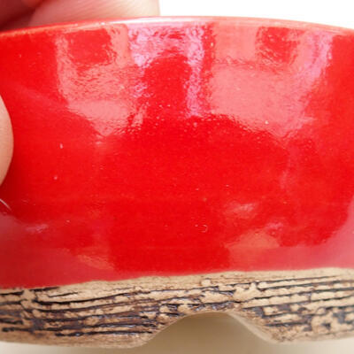 Ceramic bonsai bowl 8 x 8 x 4 cm, color red - 2