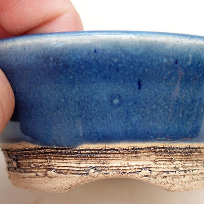 Ceramic bonsai bowl 8 x 8 x 4 cm, color blue - 2