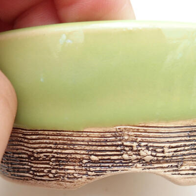 Ceramic bonsai bowl 8.5 x 8.5 x 3.5 cm, color green - 2