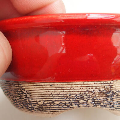 Ceramic bonsai bowl 9 x 9 x 4 cm, color red - 2