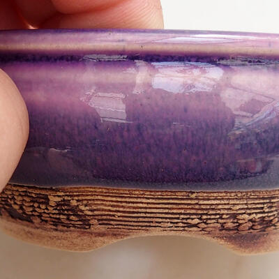Ceramic bonsai bowl 9 x 9 x 4 cm, color purple - 2