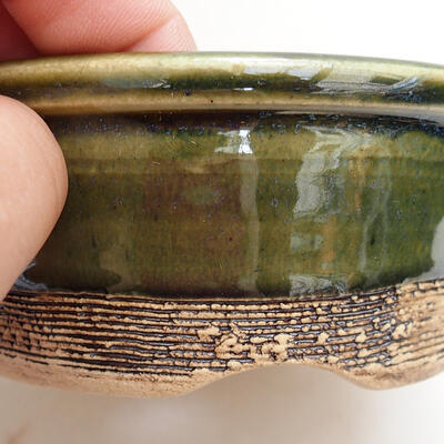 Ceramic bonsai bowl 10 x 10 x 4.5 cm, color green - 2