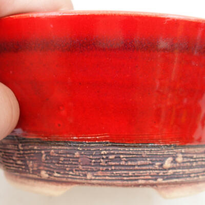 Ceramic bonsai bowl 14 x 14 x 6 cm, color red - 2